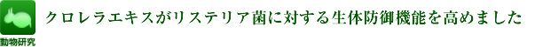 クロレラエキスがリステリア菌に対する生体防御機能を高めました