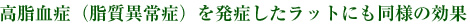 高脂血症（脂質異常症）を発症したラットにも同様の効果