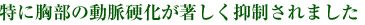 特に胸部の動脈硬化が著しく抑制されました 