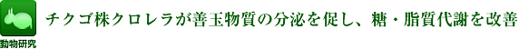 チクゴ株クロレラが善玉物質の分泌を促し、糖・脂質代謝を改善