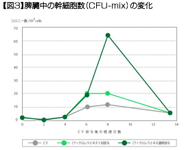 【図3】脾臓中の幹細胞数（CFU-mix）の変化